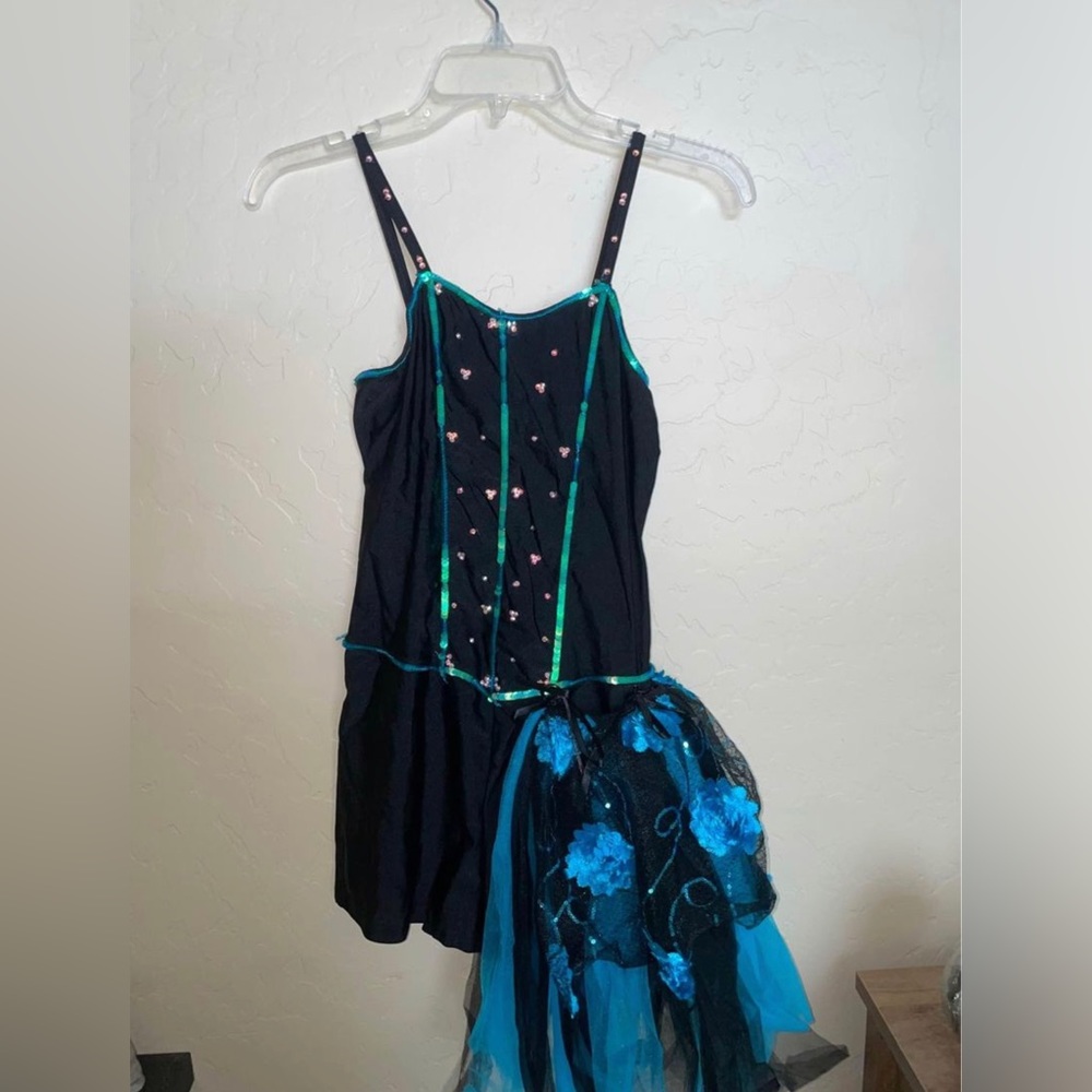 black/blue two piece solo costume